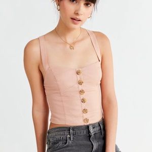 Urban Outfitters Mabel Button-Down Linen TankTop